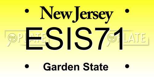 ESIS71 New Jersey License Plate