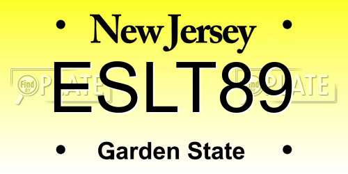ESLT89 New Jersey License Plate