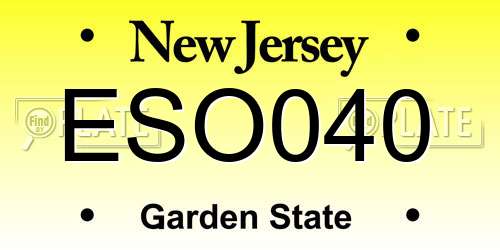 ESO040 New Jersey License Plate