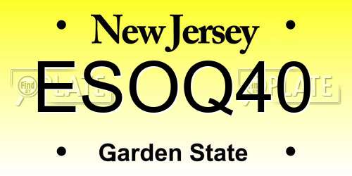 ESOQ40 New Jersey License Plate