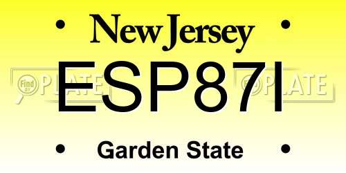 ESP87I New Jersey License Plate