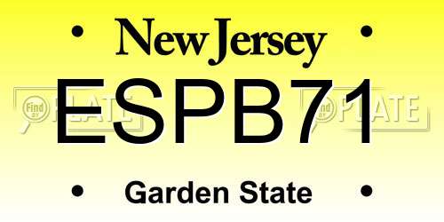 ESPB71 New Jersey License Plate