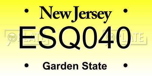 ESQ040 New Jersey License Plate
