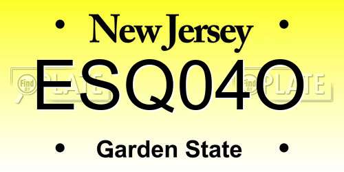 ESQ04O New Jersey License Plate