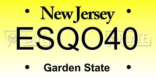 ESQO40 New Jersey License Plate