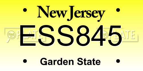 ESS845 New Jersey License Plate