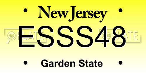 ESSS48 New Jersey License Plate