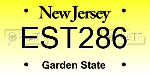 EST286 New Jersey License Plate