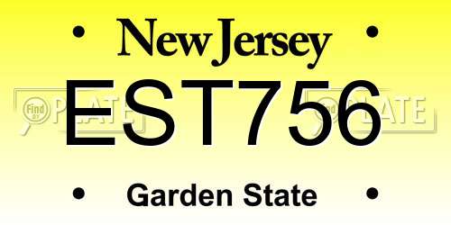 EST756 New Jersey License Plate