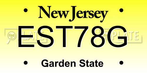 EST78G New Jersey License Plate
