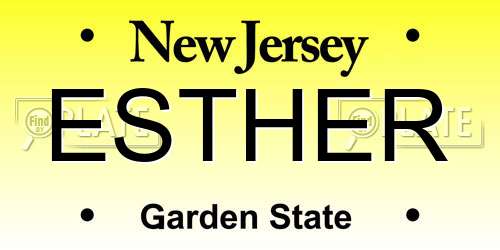 ESTHER New Jersey License Plate