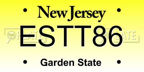 ESTT86 New Jersey License Plate