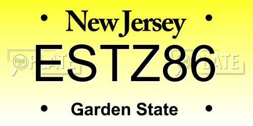 ESTZ86 New Jersey License Plate