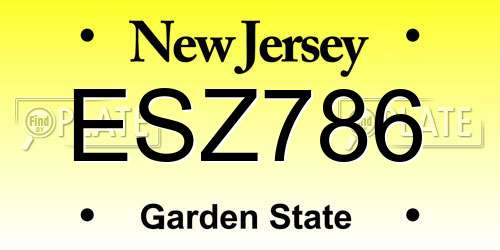 ESZ786 New Jersey License Plate
