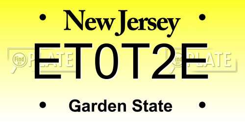 ET0T2E New Jersey License Plate