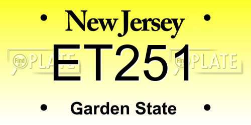 ET251 New Jersey License Plate