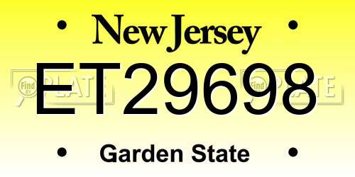 ET29698 New Jersey License Plate