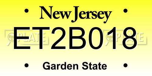 ET2B018 New Jersey License Plate