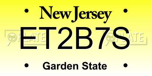 ET2B7S New Jersey License Plate