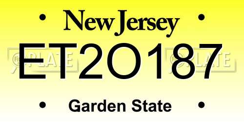 ET2O187 New Jersey License Plate