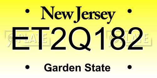 ET2Q182 New Jersey License Plate