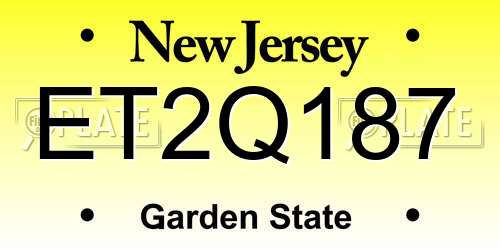 ET2Q187 New Jersey License Plate