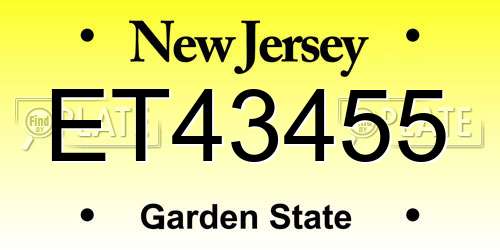 ET43455 New Jersey License Plate