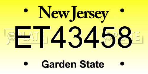 ET43458 New Jersey License Plate