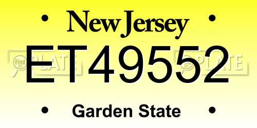 ET49552 New Jersey License Plate