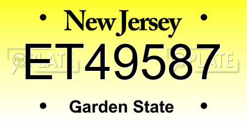 ET49587 New Jersey License Plate