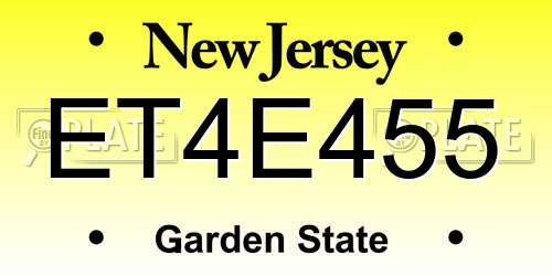 ET4E455 New Jersey License Plate