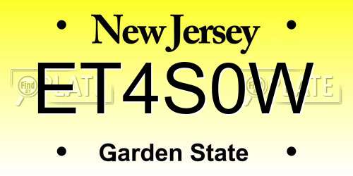 ET4S0W New Jersey License Plate