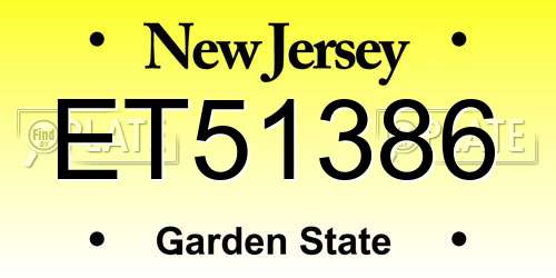 ET51386 New Jersey License Plate