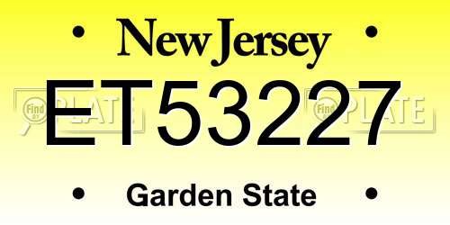 ET53227 New Jersey License Plate