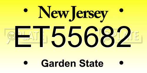 ET55682 New Jersey License Plate