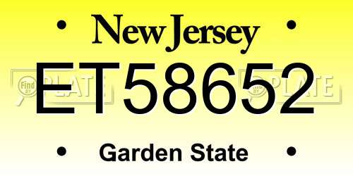ET58652 New Jersey License Plate