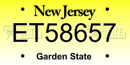 ET58657 New Jersey License Plate