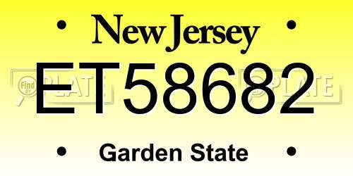 ET58682 New Jersey License Plate