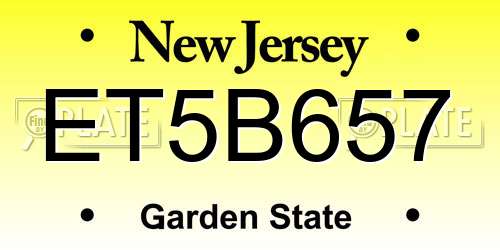 ET5B657 New Jersey License Plate