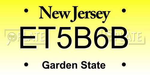 ET5B6B New Jersey License Plate