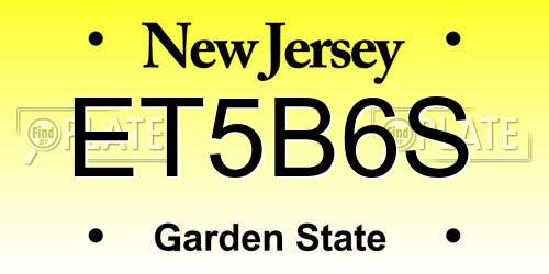 ET5B6S New Jersey License Plate