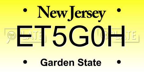 ET5G0H New Jersey License Plate