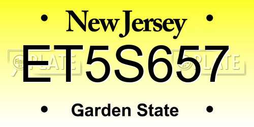 ET5S657 New Jersey License Plate