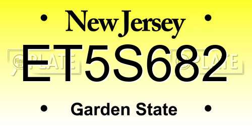 ET5S682 New Jersey License Plate