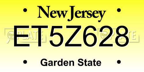 ET5Z628 New Jersey License Plate