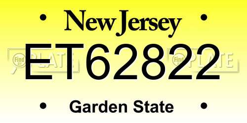 ET62822 New Jersey License Plate