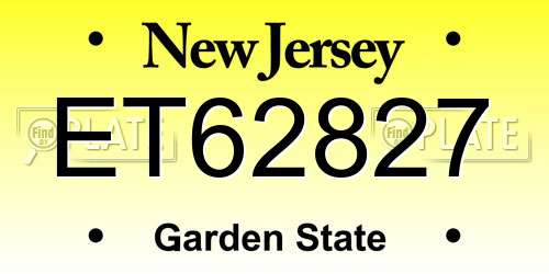 ET62827 New Jersey License Plate