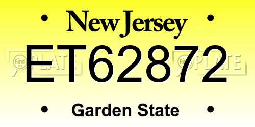 ET62872 New Jersey License Plate