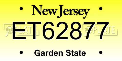 ET62877 New Jersey License Plate