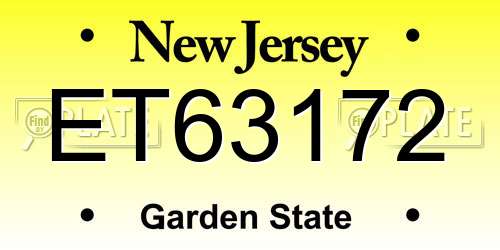 ET63172 New Jersey License Plate
